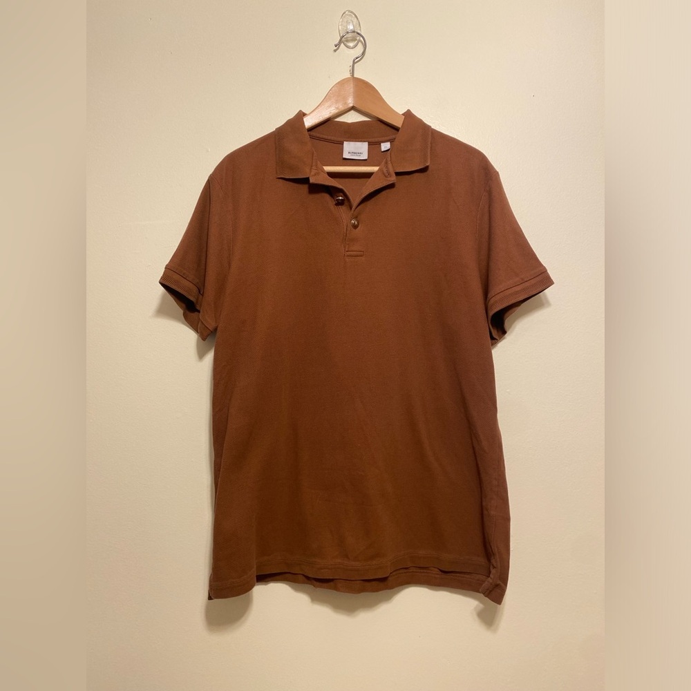 Burberry Men's Brown Short-Sleeve Polo. Size XL